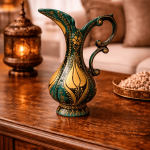 Ottique El İşçiliği Altın Yaldızlı Çini Sürahi– Osmanlı Motifli Dekoratif Sürahi