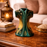 Ottique El İşçiliği Altın Yaldızlı Kaftan Vazo – Osmanlı Motifli Dekoratif Çini Kaftan