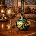 Ottique El İşçiliği Burgulu Uzun Boy Vazo – Dekoratif İnce Form Çini Vazo