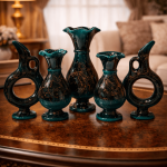 Ottique Kırık Desen Hitit & Mini Vazo Seti – El İşçiliği 5’li Dekoratif Set