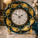 Ottique Lale Desenli Çini Saat – El İşçiliği Dekoratif Masa Saati