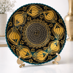 Ottique El İşçiliği Altın Yaldızlı Çini Tabak – Allah Lafzı Motifli Dekoratif Tabak