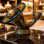 Ottique El İşçiliği Altın Yaldızlı Çini Gramofon