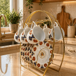 Ottique Fincan Takımı Standı – 6’lı Porselen Kahve Fincanı & Tabak Seti