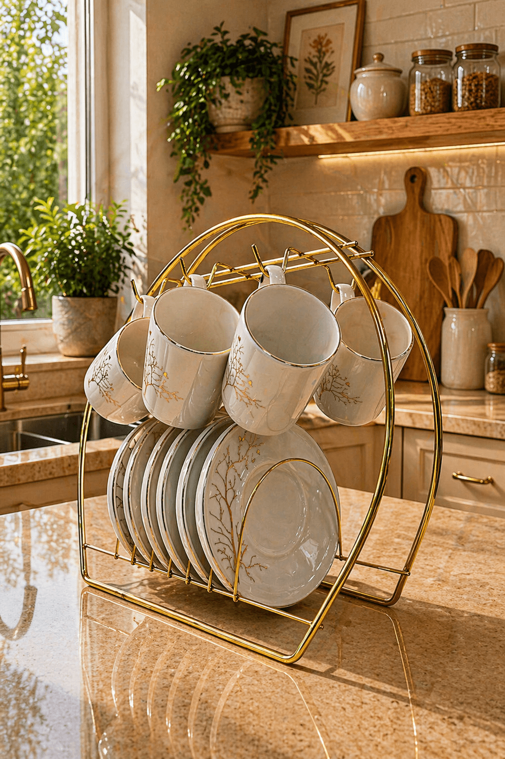 ottiqueseri2 (33) Ottique Porselen Kahve Fincanı Takımı – Gold Desenli 6 Kişilik Seti (Stand Hariç) - Görsel 1