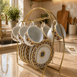 Ottique Güral Porselen Kahve Fincan Takımı – 6 Kişilik Şık Sunum Seti  (Stand Hariç)