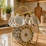 Ottique Çini Desenli Porselen Kahve Fincan Takımı – 6 Kişilik  (Stand Hariç)